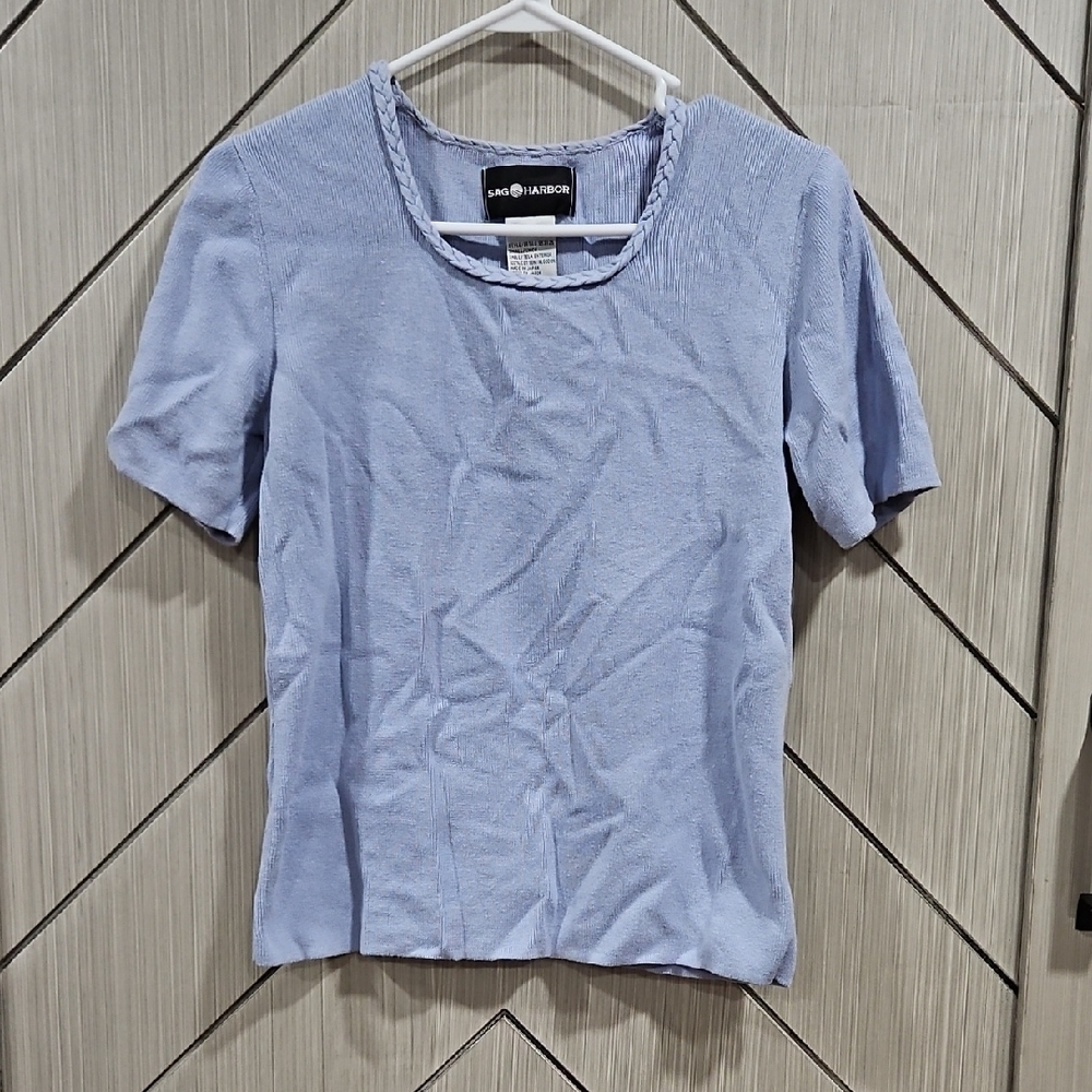 Sag Harbor Light Blue Short Sleeve Blouse
